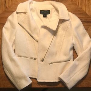 Ann Taylor Factory Off-White Blazer with Zipper Details